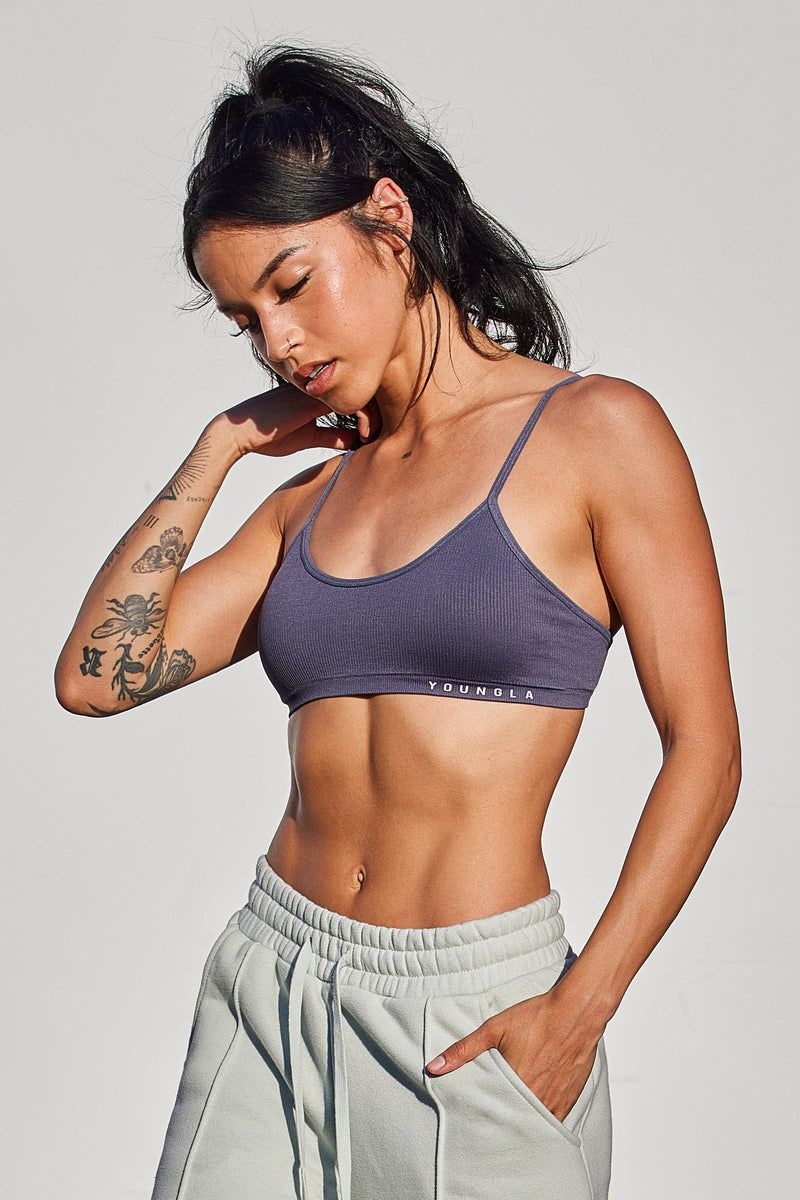 YoungLA W316 Ribbed Sports Bra Coal | OX8215-346