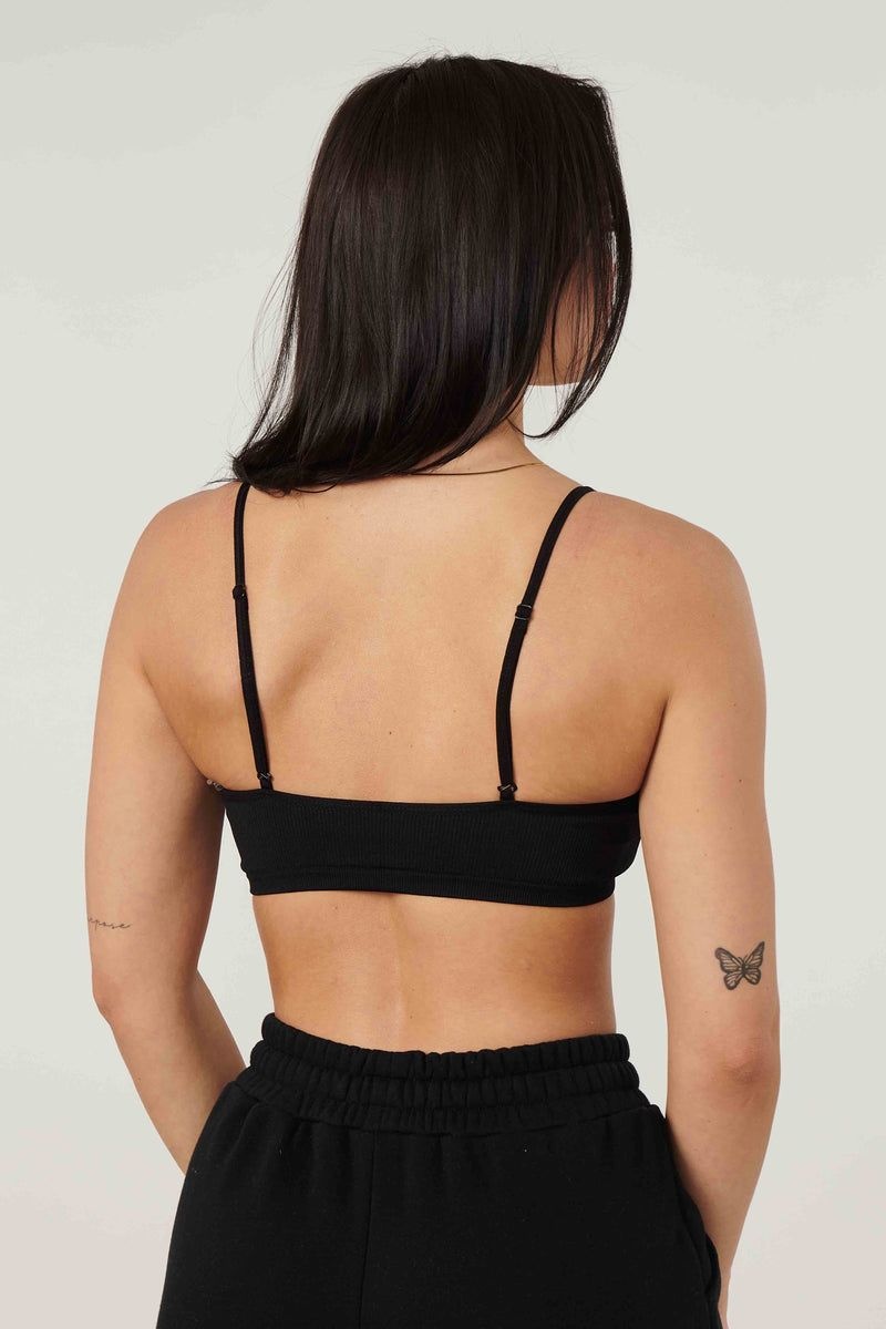 YoungLA W316 Ribbed Sports Bra Coal | OX8215-346