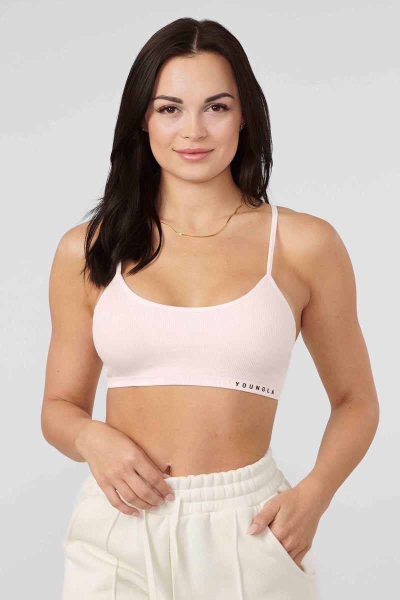 YoungLA W316 Ribbed Sports Bra Pink | VS8739-246