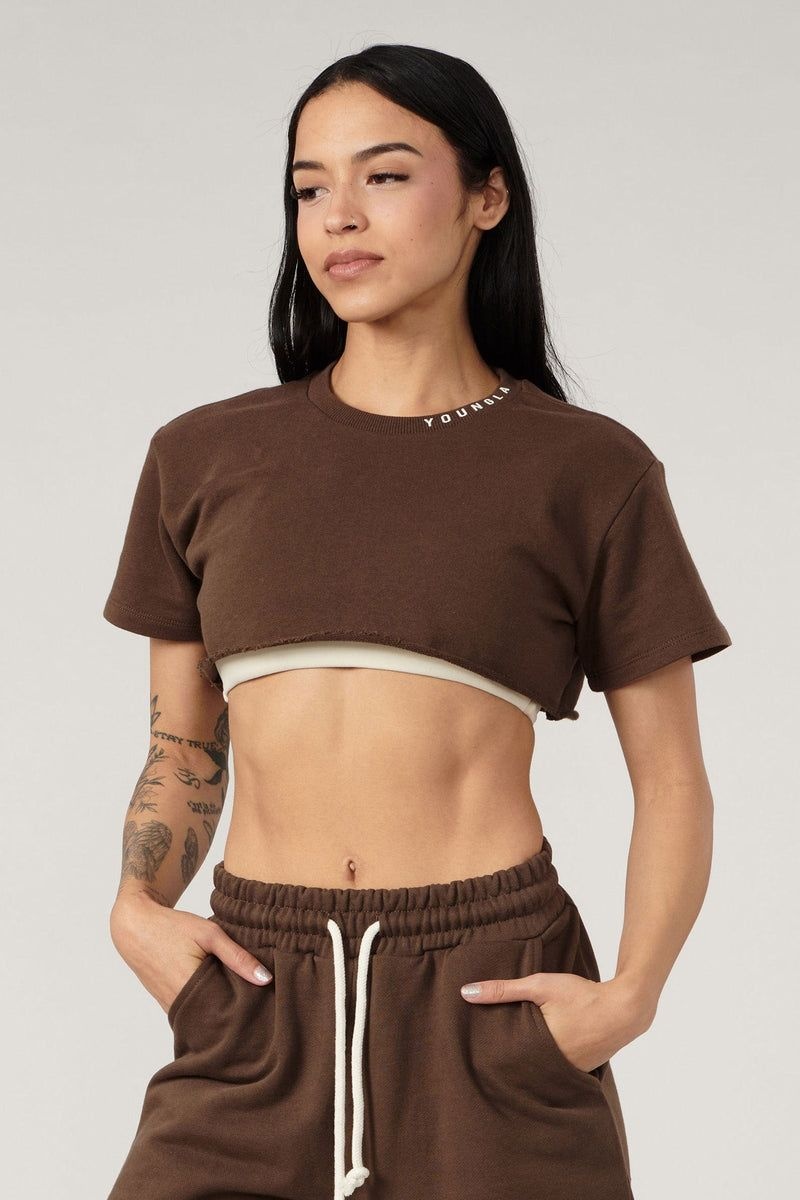 YoungLA W407 Super Cropped Shirt Brown | FZ1263-570