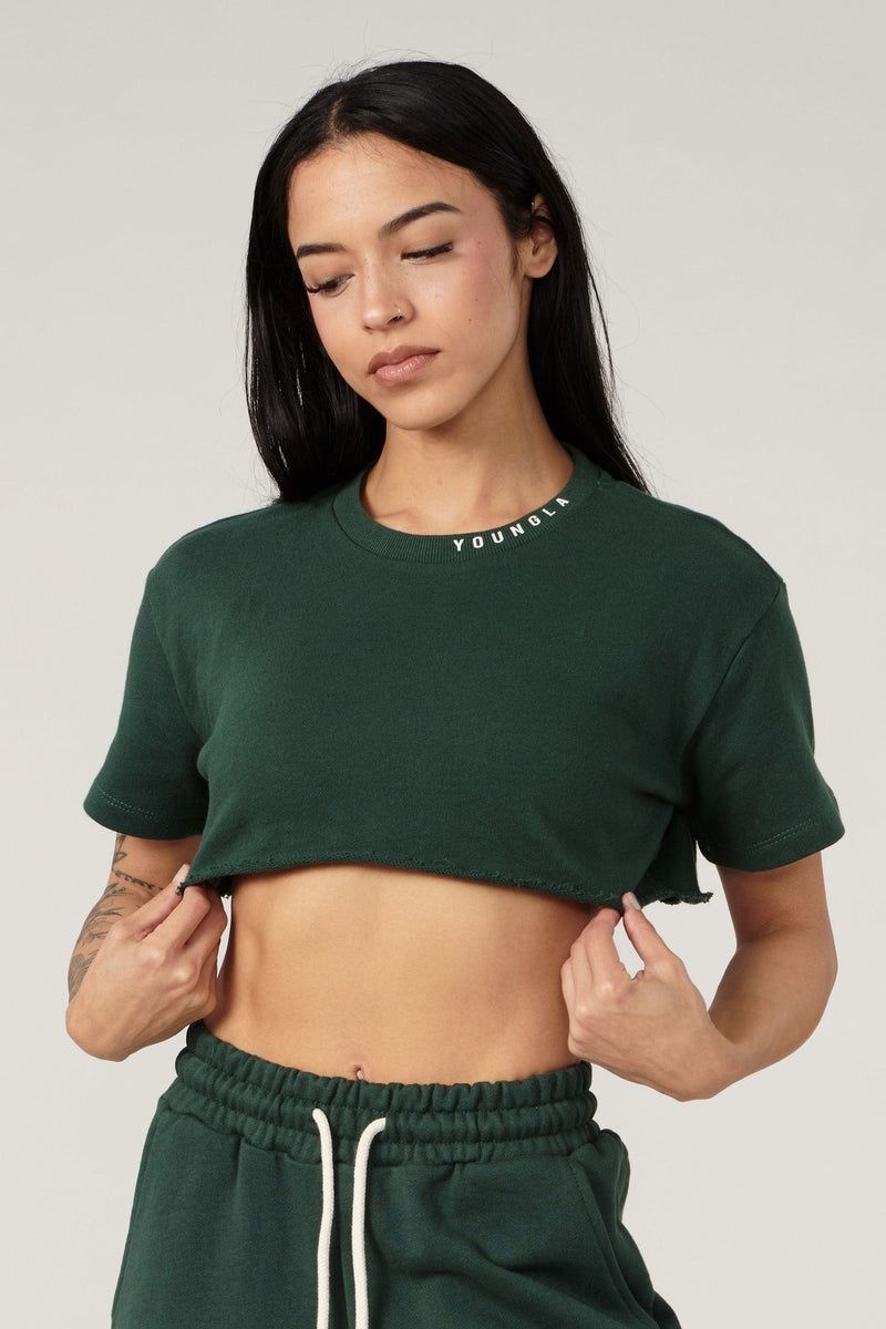 YoungLA W407 Super Cropped Shirt Forest Green | LA0146-928