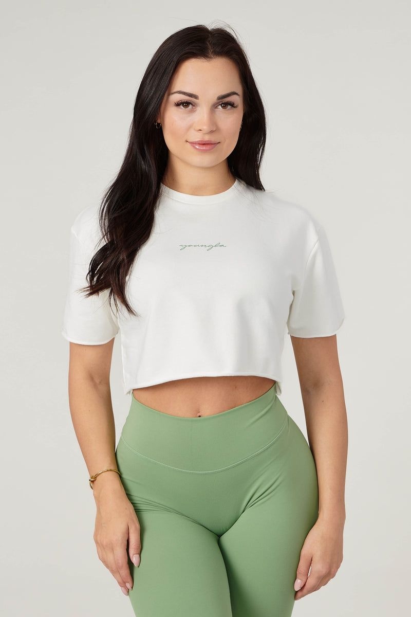 YoungLA W426 , Not So Basic Cropped Shirt Coconut Milk | UQ5748-019