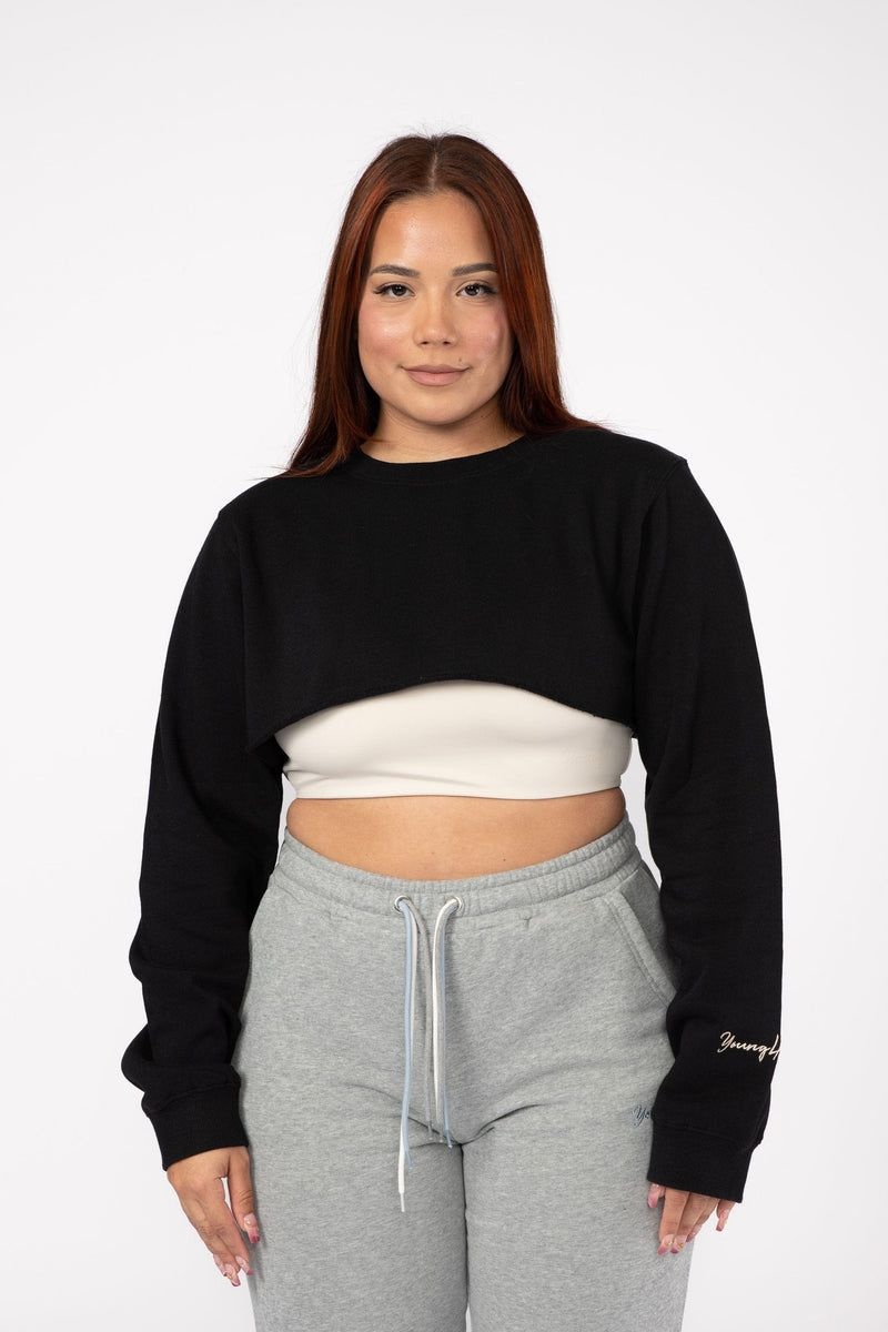 YoungLA W501 Super Crop Sweater Coal | JT8573-942