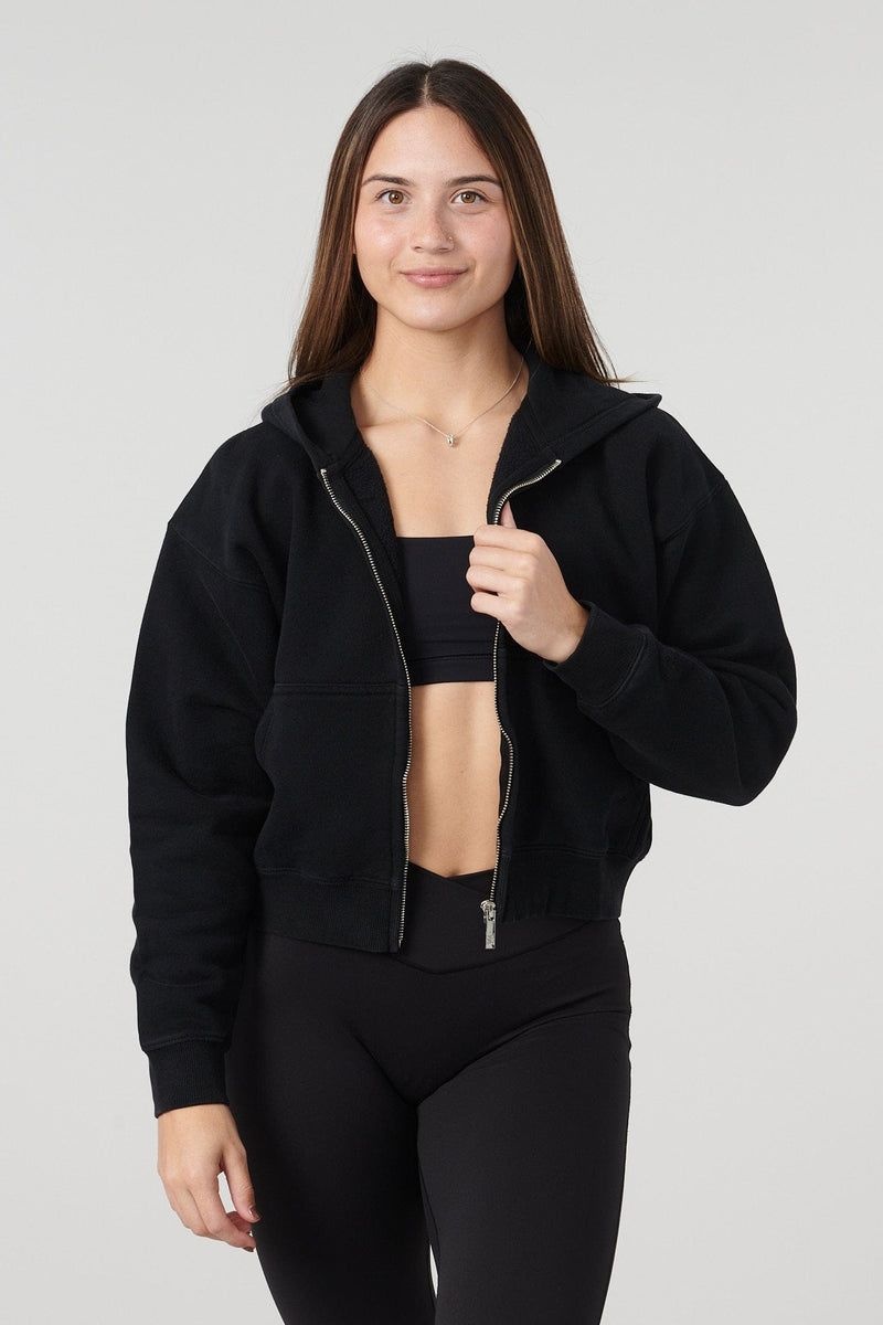 YoungLA W503 Essential Zip-up Hoodie Black | VC1605-349