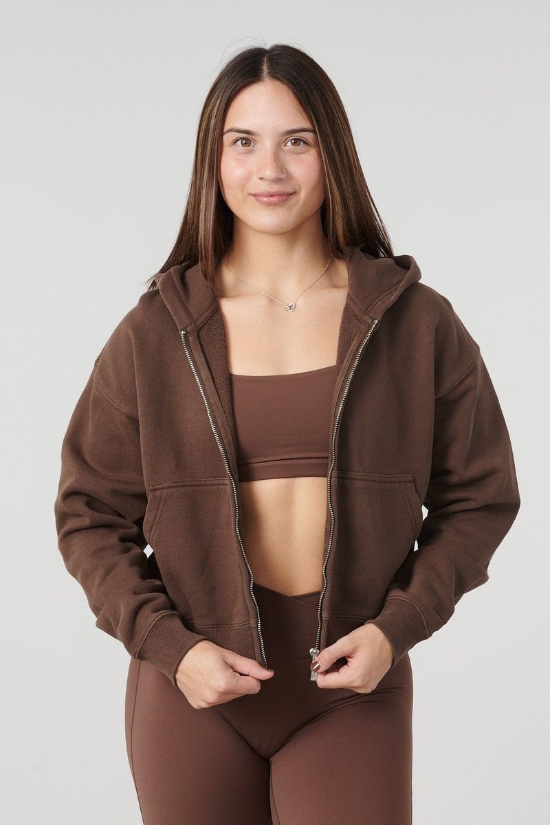 YoungLA W503 Essential Zip-up Hoodie Brown | VT4089-567