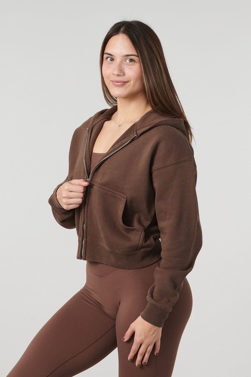 YoungLA W503 Essential Zip-up Hoodie Brown | VT4089-567