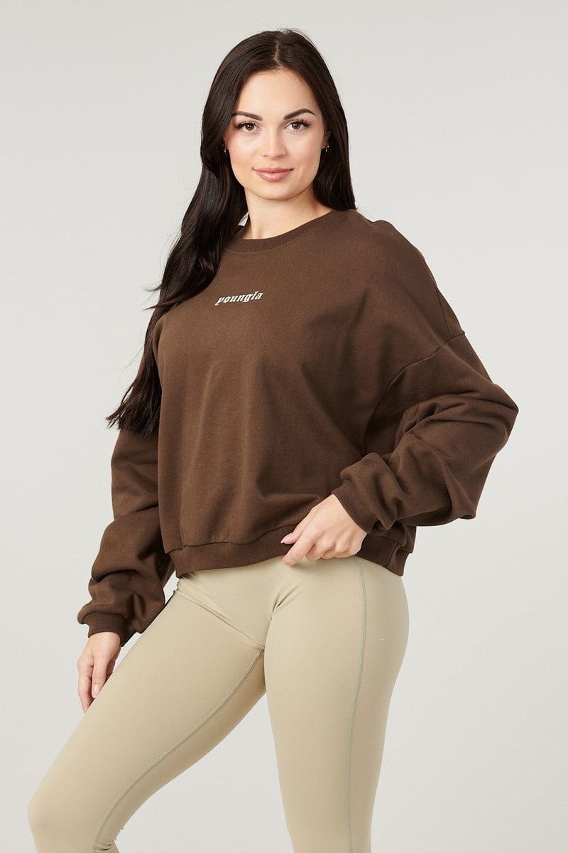 YoungLA W513 , Willow Crewneck Brown Wash | RJ9304-186